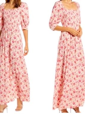 Something Navy Pink Floral Maxi Dress